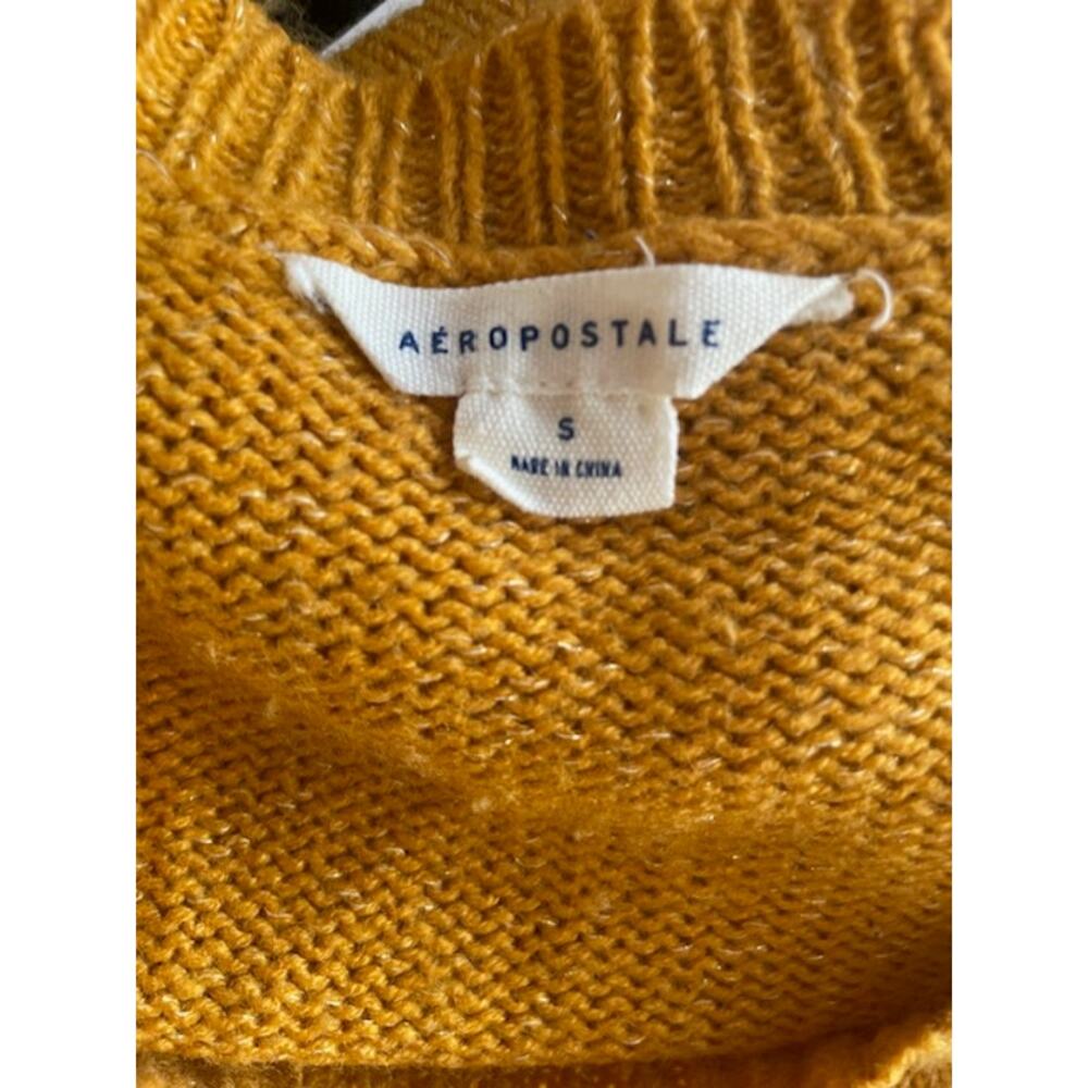 Aeropostale Size Small Sweater Golden Yellow Long Sleeve Boatneck Pullover - Picture 4 of 5